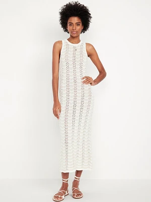 Sleeveless Pointelle-Knit Midi Dress