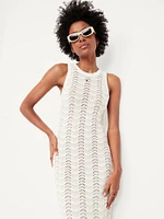 Sleeveless Pointelle-Knit Midi Dress