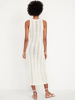 Sleeveless Pointelle-Knit Midi Dress