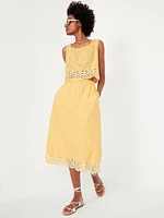 A-Line Eyelet Midi Skirt