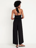 Waist-Defined Halter Jumpsuit