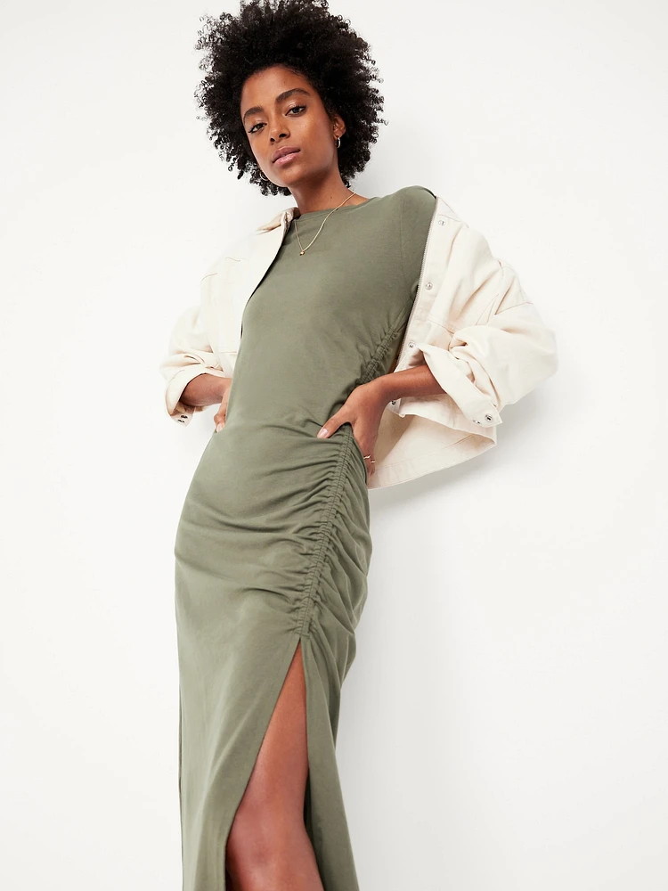 Ruched Midi T-Shirt Dress