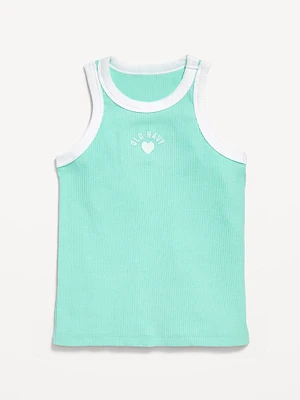 Fitted Ribbed Logo-Graphic Tank Top for Girls