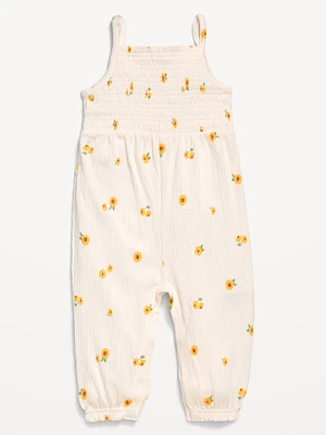 Printed Sleeveless Smocked Jumpsuit for Baby