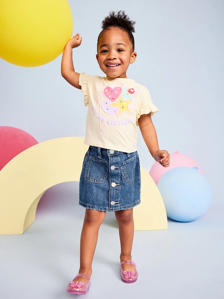 High-Waisted Button-Front Skirt for Toddler Girls