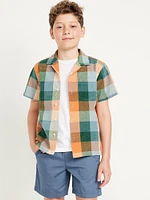 Short-Sleeve Textured-Dobby Pocket Shirt for Boys