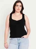 Ribbed Cinched-Front Tank Top