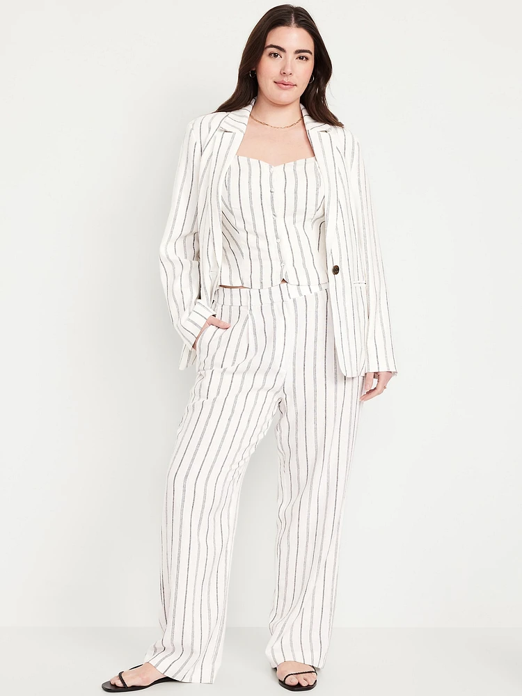Extra High-Waisted Linen-Blend Taylor Wide-Leg Trouser Pants