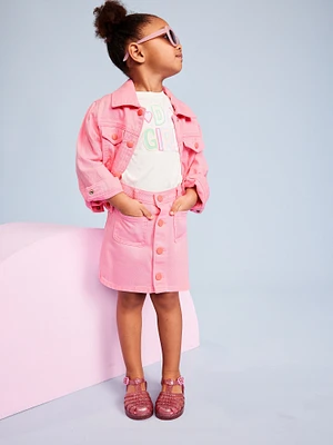 High-Waisted Button-Front Skirt for Toddler Girls