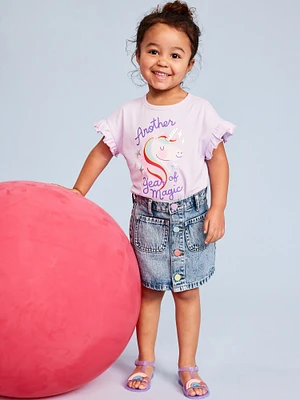 High-Waisted Button-Front Skirt for Toddler Girls