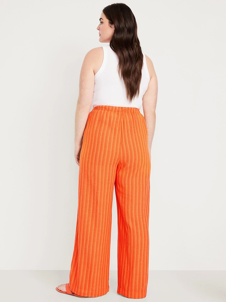 High-Waisted Linen-Blend Super Wide-Leg Pants