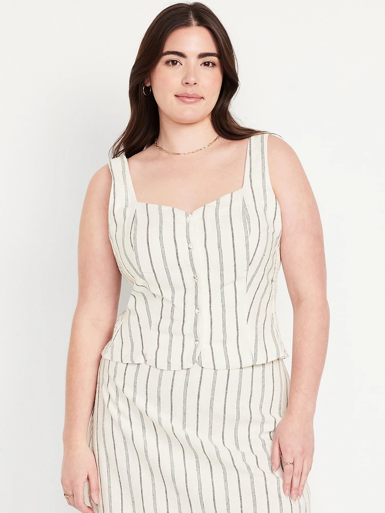 Button-Front Linen-Blend Vest