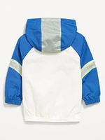 Half-Zip Mesh-Trim Hooded Jacket for Toddler Boys