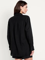 Linen-Blend Button-Down Shirt