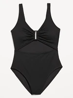 Textured One-Piece Cut-Out Swimsuit