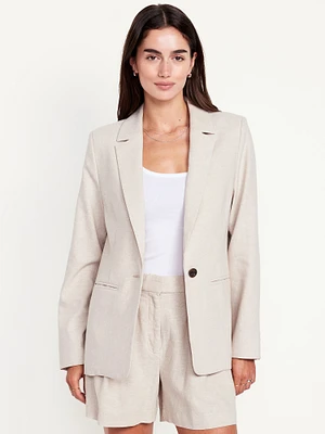 Taylor Fitted Linen-Blend Suit Blazer