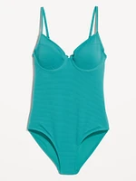 Textured One-Piece Balconette Swimsuit