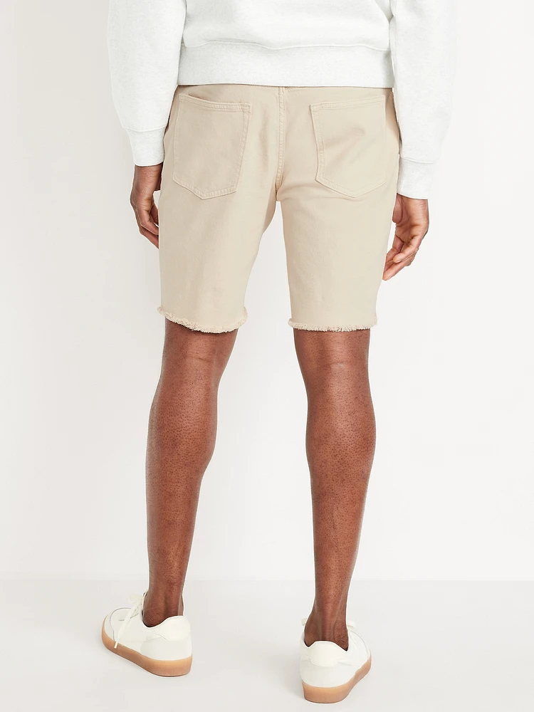 Slim Built-In Flex Jean Raw-Edge Shorts -- 9.5-inch inseam