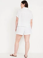 High-Waisted Crinkle Gauze Shorts -- 4-inch inseam