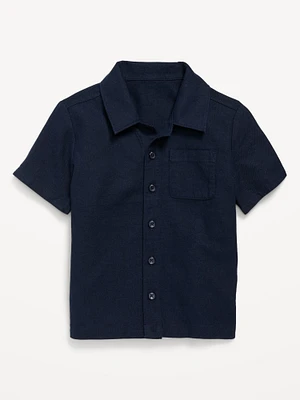 Linen-Blend Pocket Shirt for Toddler Boys