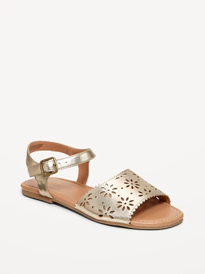 Faux-Leather Perforated Sandals for Girls