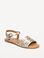 Faux-Leather Perforated Sandals for Girls