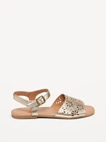 Faux-Leather Perforated Sandals for Girls