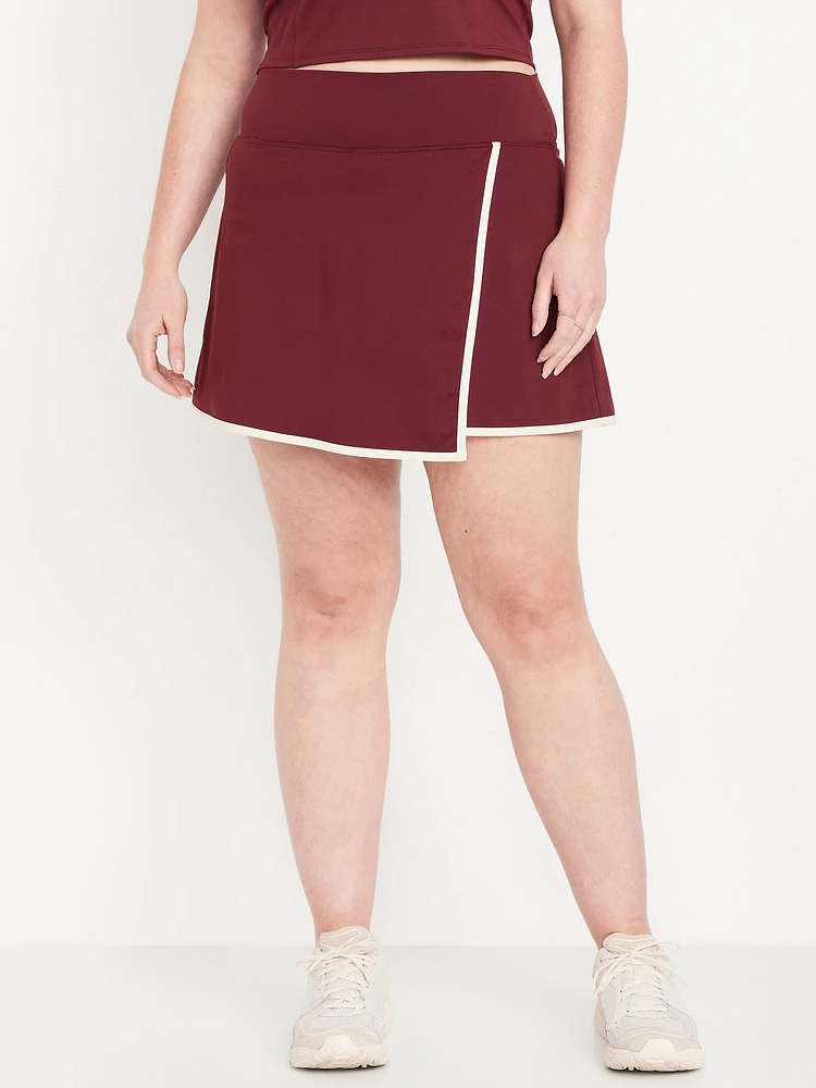 High-Waisted PowerSoft Faux-Wrap Skort