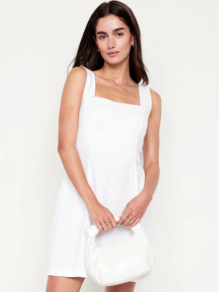 Linen-Blend Mini Dress