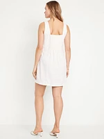 Linen-Blend Mini Dress