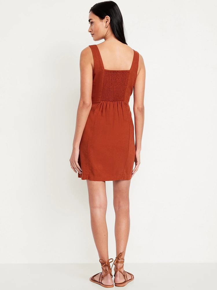 Linen-Blend Mini Dress