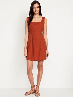 Linen-Blend Mini Dress