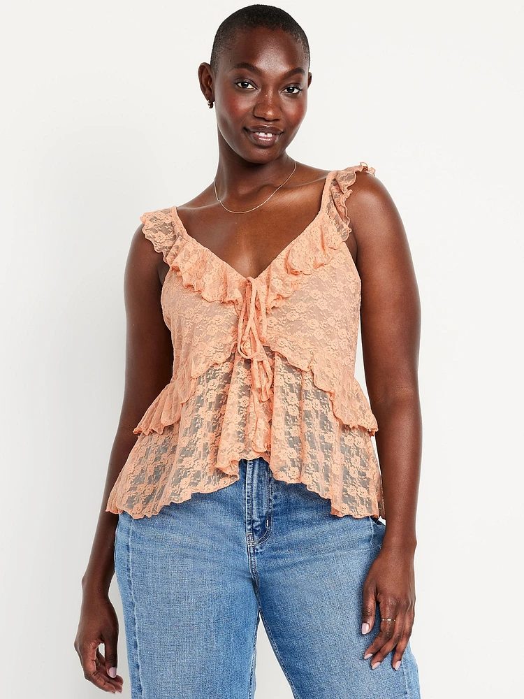 Sleeveless Lace Ruffle Top