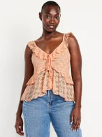 Sleeveless Lace Ruffle Top