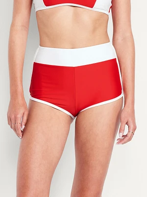 High-Waisted Matte Swim Shorts