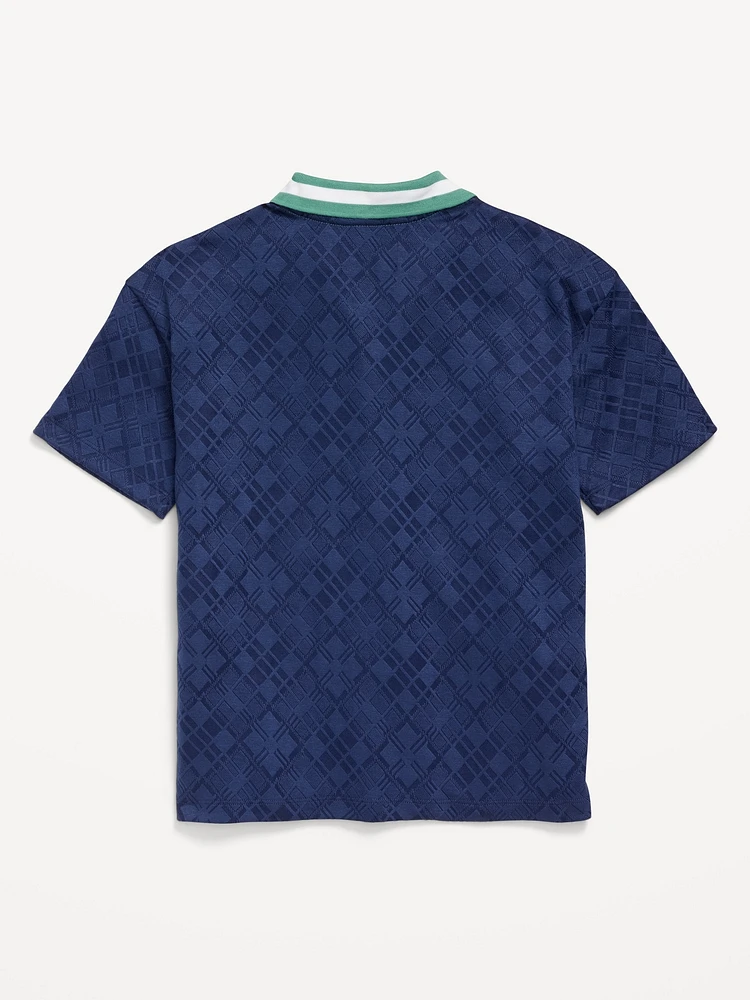Short-Sleeve Textured-Knit Collared Shirt for Boys