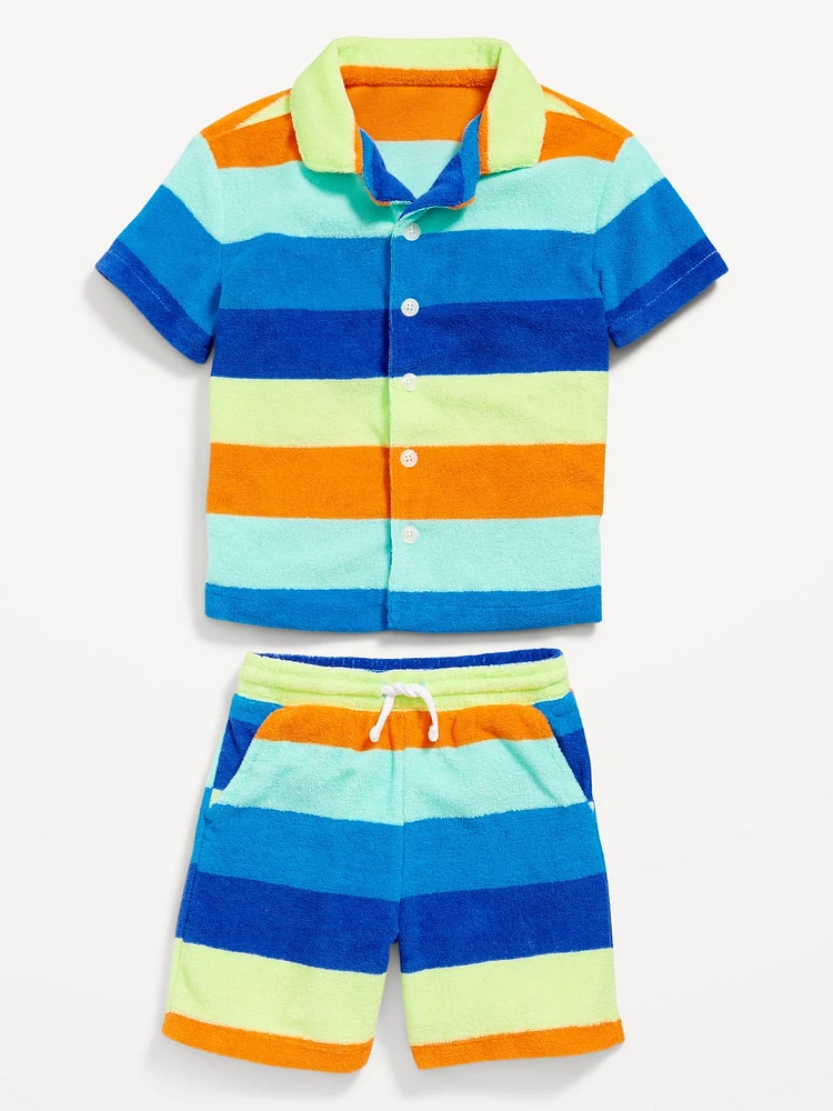 Short-Sleeve Terry Shirt and Shorts Set for Toddler Boys