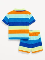 Short-Sleeve Terry Shirt and Shorts Set for Toddler Boys