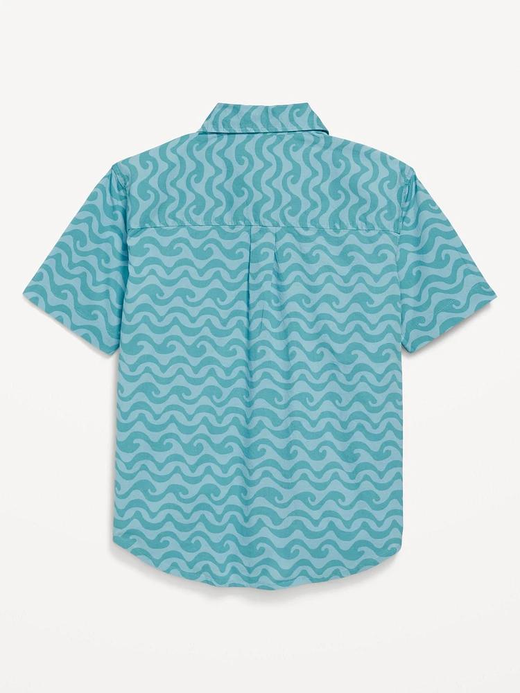 Printed Short-Sleeve Poplin Pocket Shirt for Boys