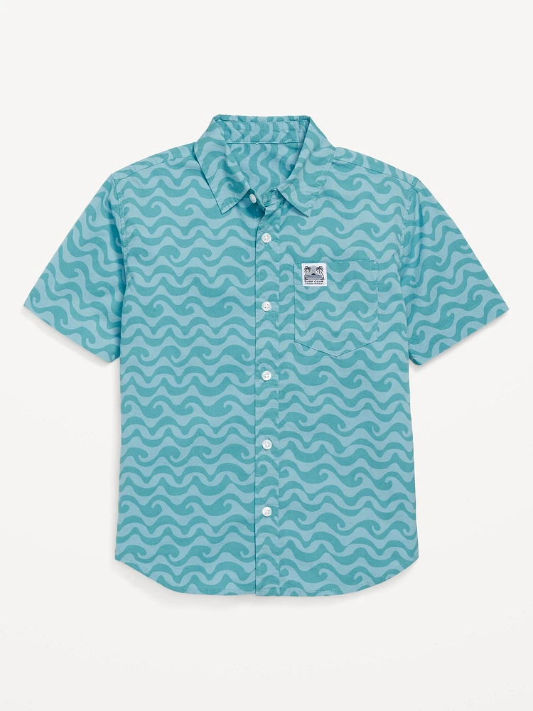 Printed Short-Sleeve Poplin Pocket Shirt for Boys
