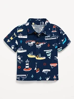 Printed Short-Sleeve Linen-Blend Shirt for Baby