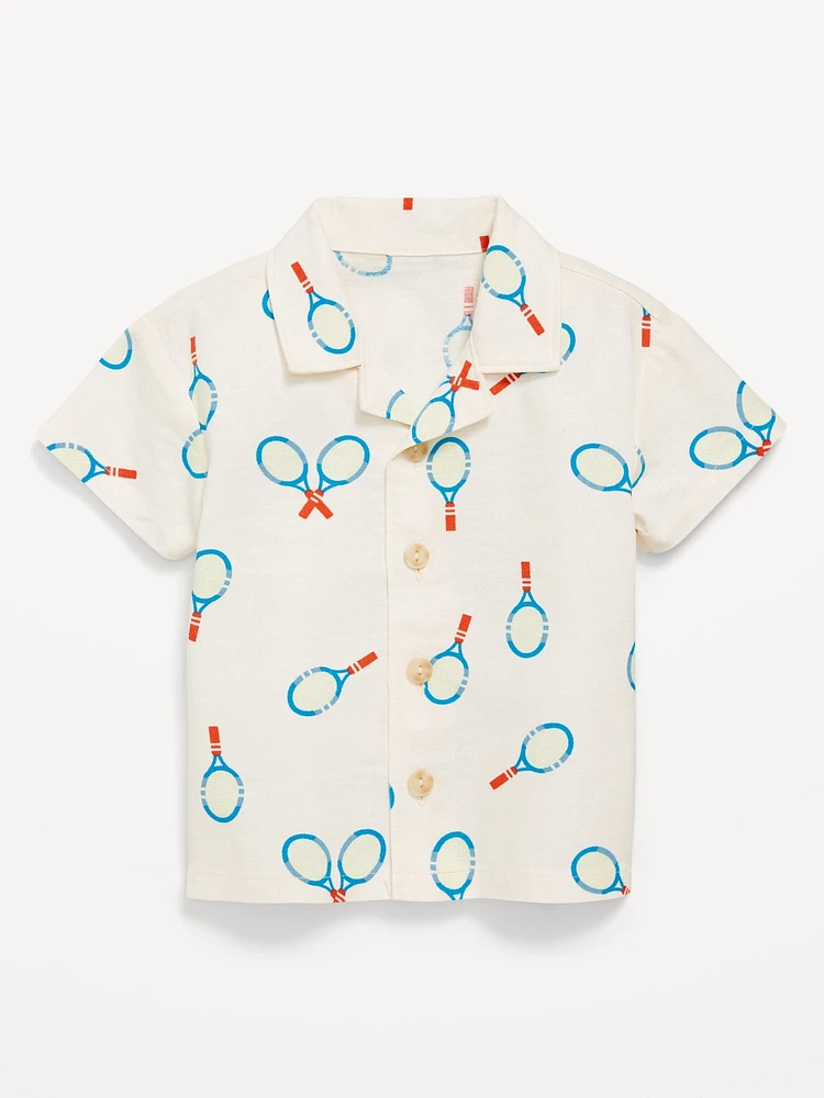 Short-Sleeve Linen-Blend Shirt for Baby