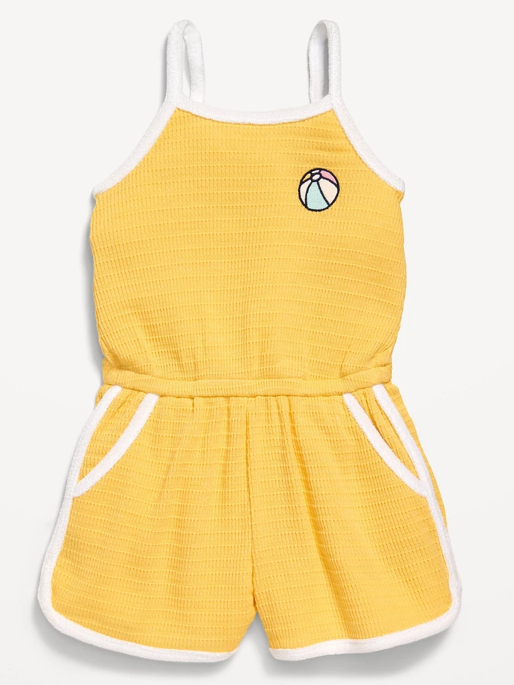 Sleeveless Textured-Knit Romper for Toddler Girls