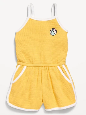 Sleeveless Textured-Knit Romper for Toddler Girls