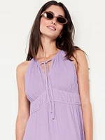 Fit & Flare Crinkle Gauze Maxi Dress
