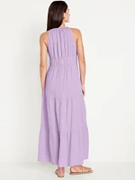 Fit & Flare Crinkle Gauze Maxi Dress