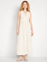 Fit & Flare Crinkle Gauze Maxi Dress