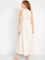 Fit & Flare Crinkle Gauze Maxi Dress