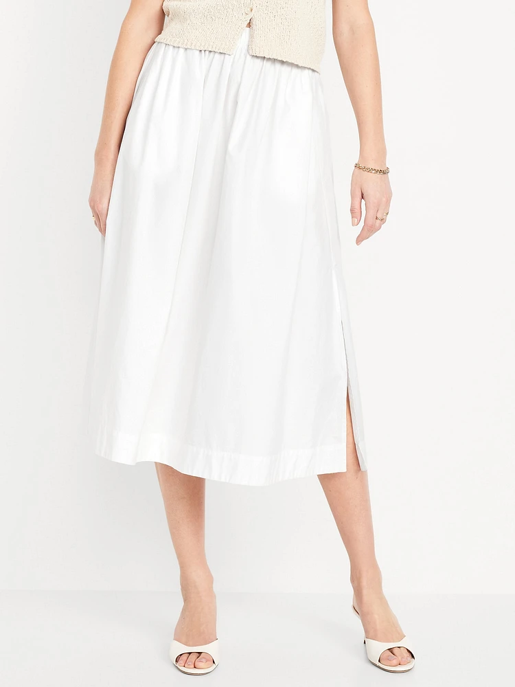 High-Waisted A-Line Midi Skirt