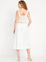 High-Waisted A-Line Midi Skirt
